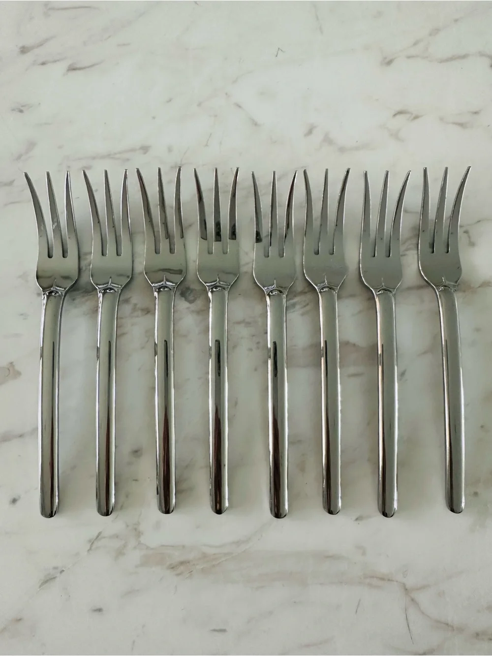 Mikasa Zena Stainless Steel Silver Cocktail Appetizer Forks - Set of 8